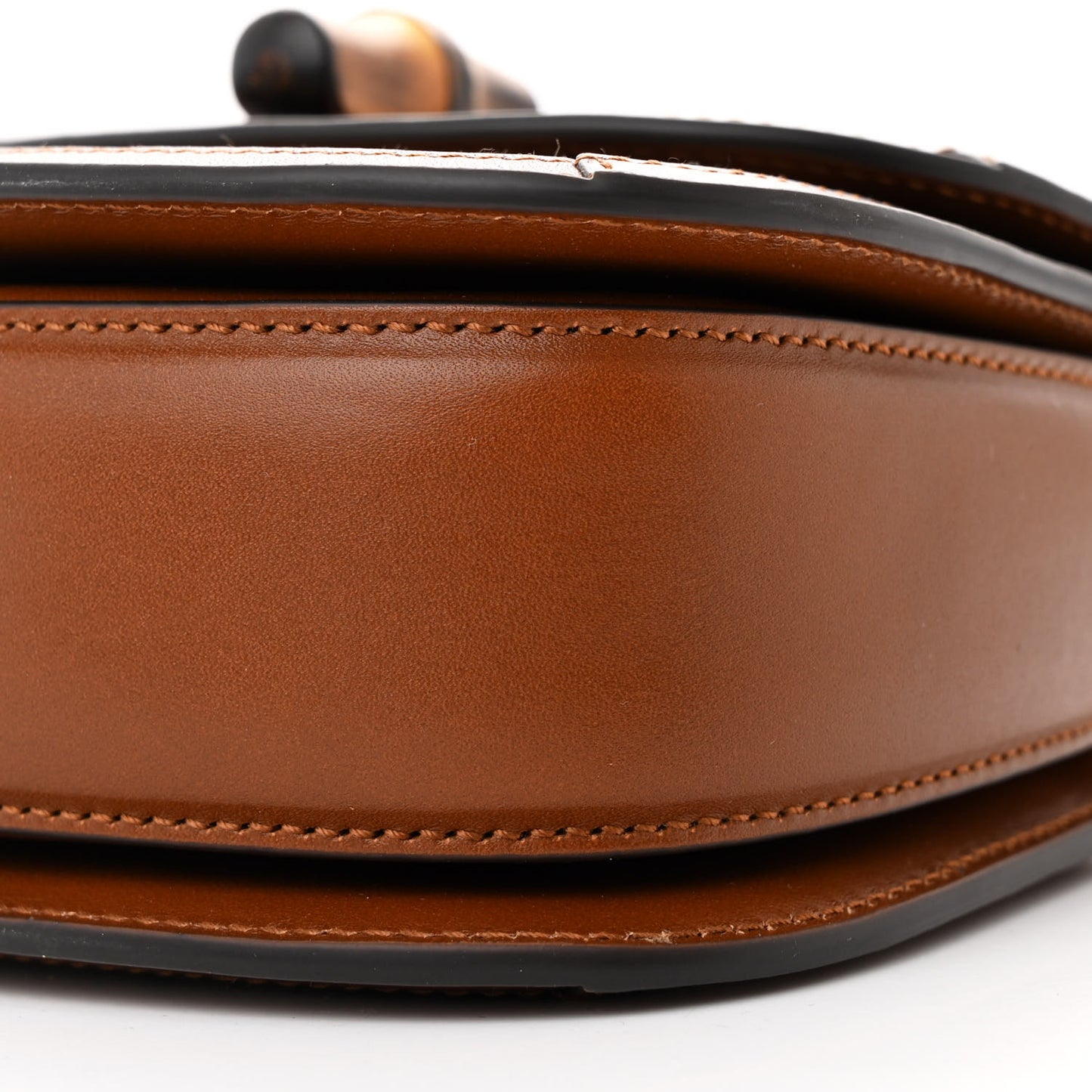 New Canvas Charisma Calfskin Crystal GG Monogram Small Bamboo 1947 Top Handle Bag Camel Ebony