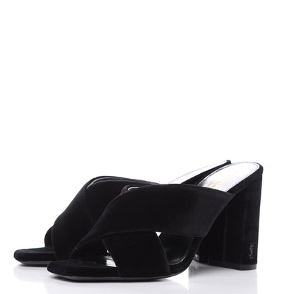 Saint Laurent Velvet LouLou 95 Mules 39 Black 3 of 9