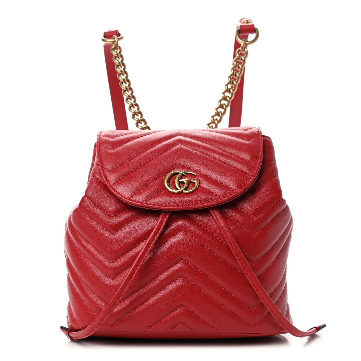 Calfskin Matelasse GG Marmont Flap Backpack Hibiscus Red