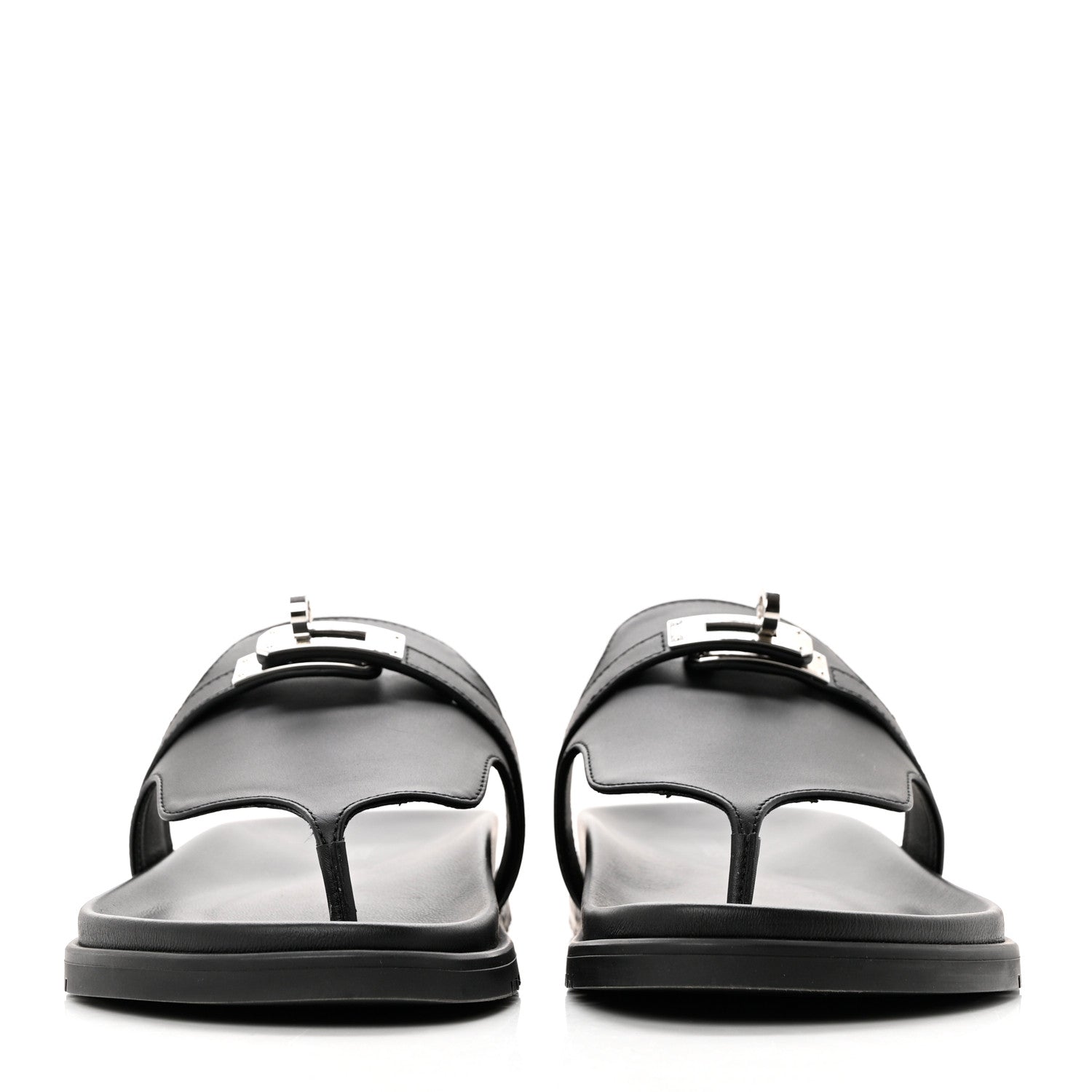 Hermes Calfskin Womens Empire Sandals 37 Black 2 of 9