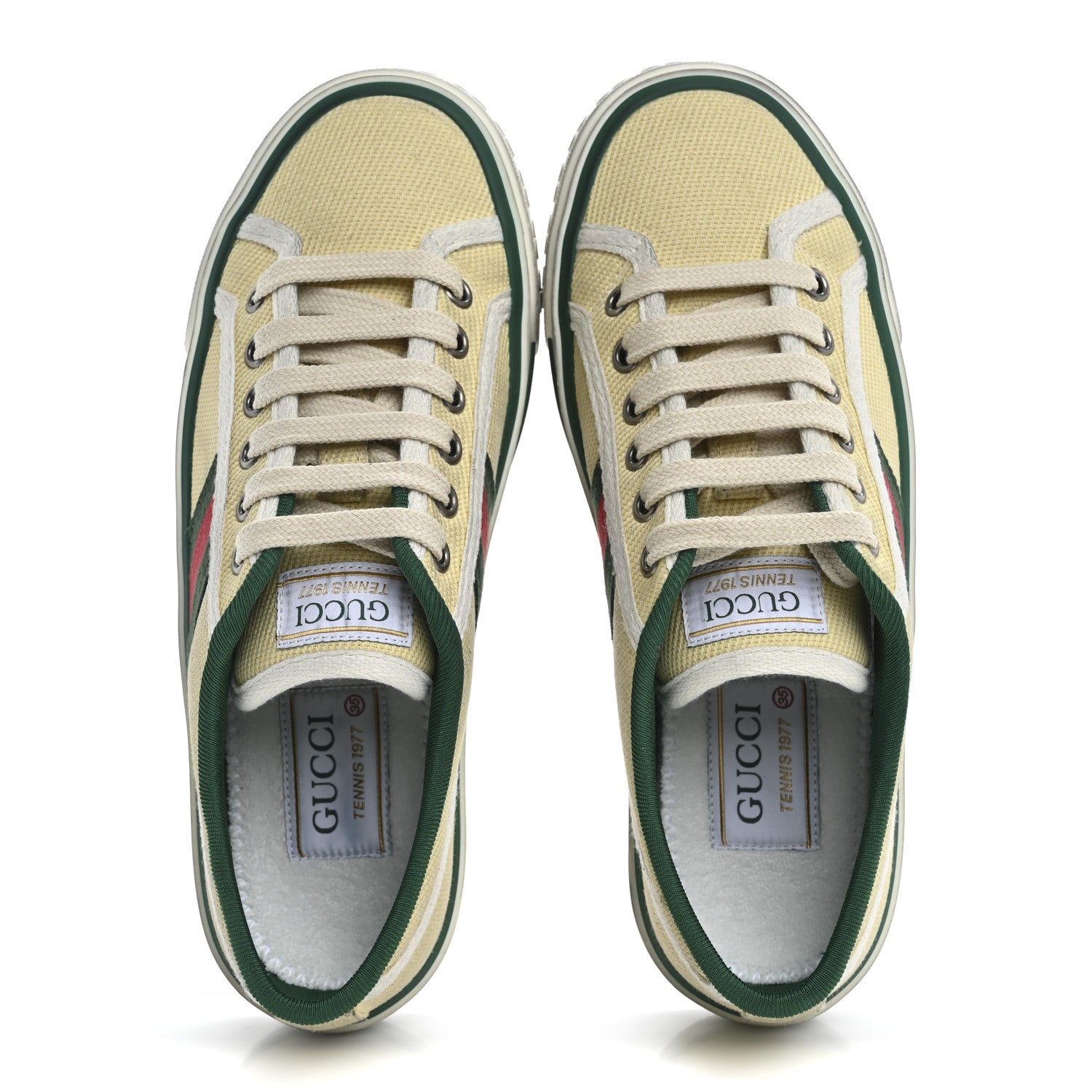 Gucci Canvas Web Womens 1977 Tennis Sneakers 35 Burro Mystic White 2 of 9