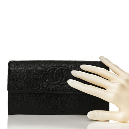 Chanel Caviar Timeless CC Large Gusset Flap Wallet Black 2 of 12