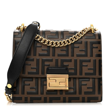 Fendi Vitello Liberty Bi-Color FF 1974 Embossed Small Kan U Shoulder Bag Maya Black 1 of 9
