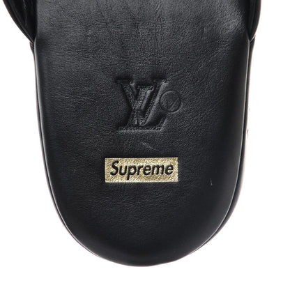 Louis Vuitton X SUPREME Lambskin Mens Hugh Slippers 8 Black 6 of 8