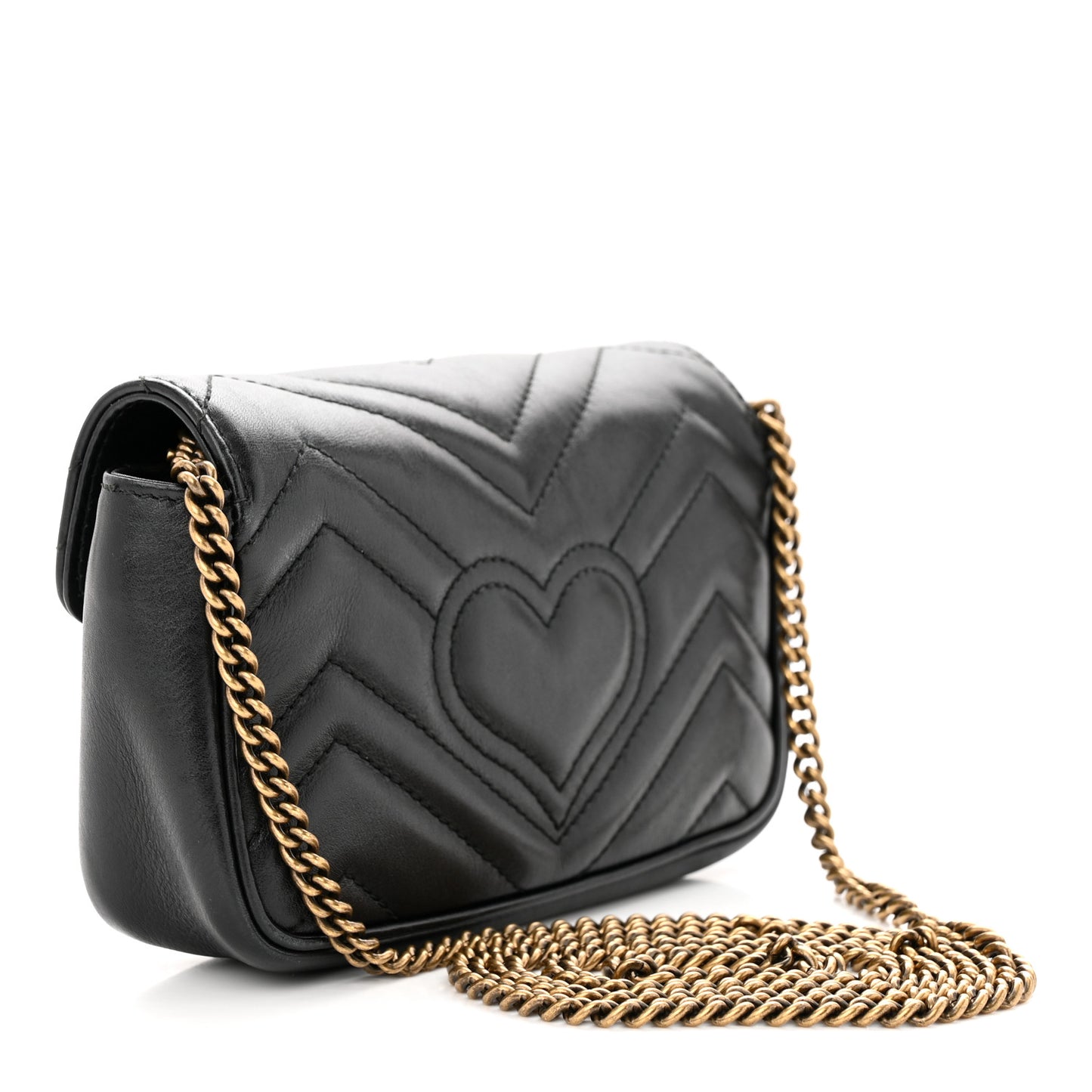 Calfskin Matelasse Super Mini GG Marmont Shoulder Bag Black