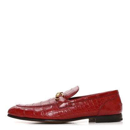 Gucci Alligator Mens Jordaan Loafers 10 Cherry Red 1 of 9
