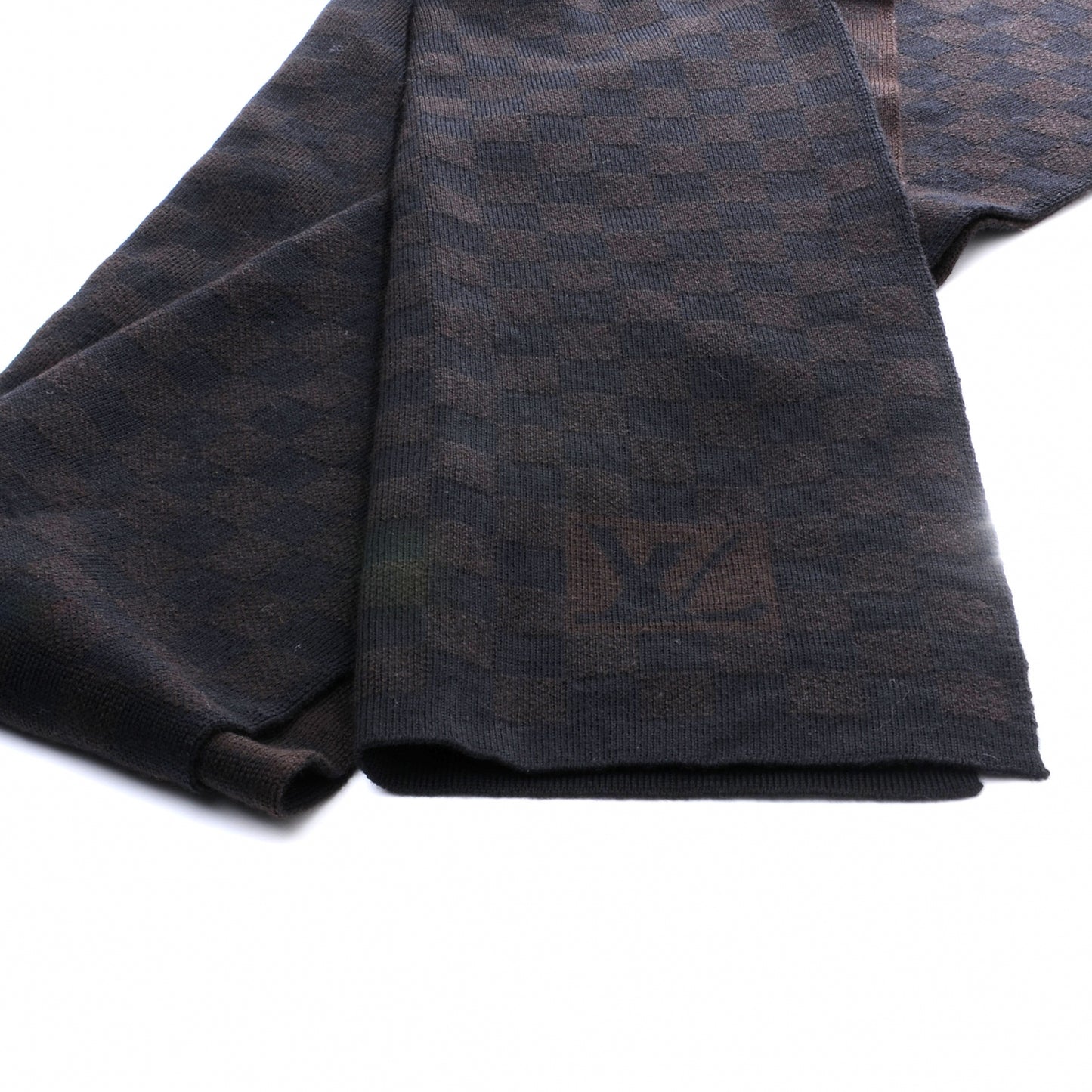 Damier Ebene Wool Scarf Brown