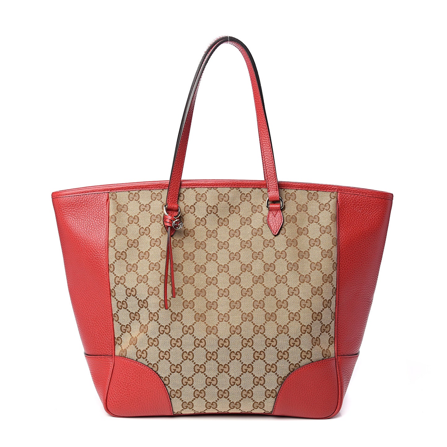 Monogram Bree Zippered Tote Beige Red