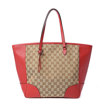 Gucci Monogram Bree Zippered Tote Beige Red 1 of 9