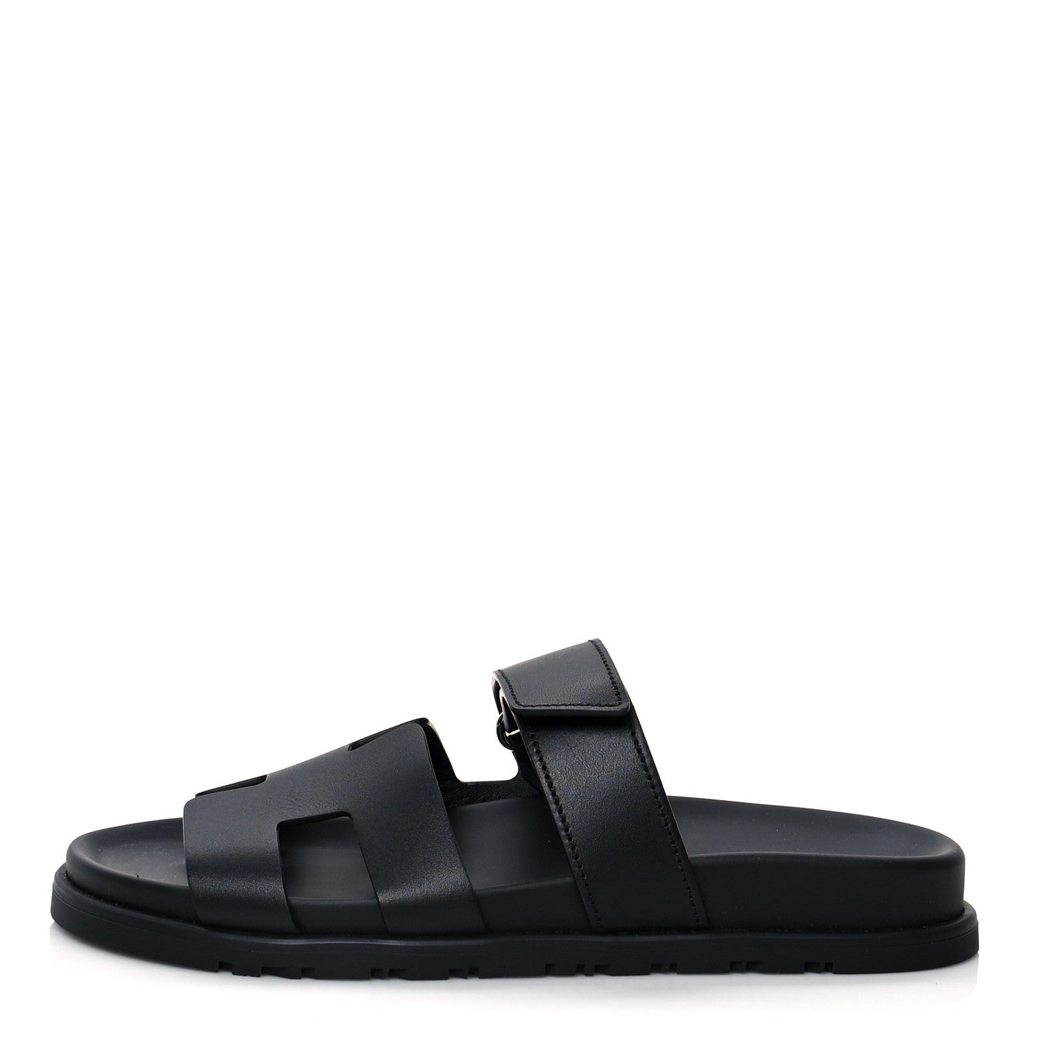 Hermes Calfskin Womens Chypre Sandals 37 Black 1 of 8