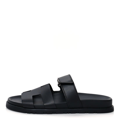 Hermes Calfskin Womens Chypre Sandals 37 Black 1 of 8