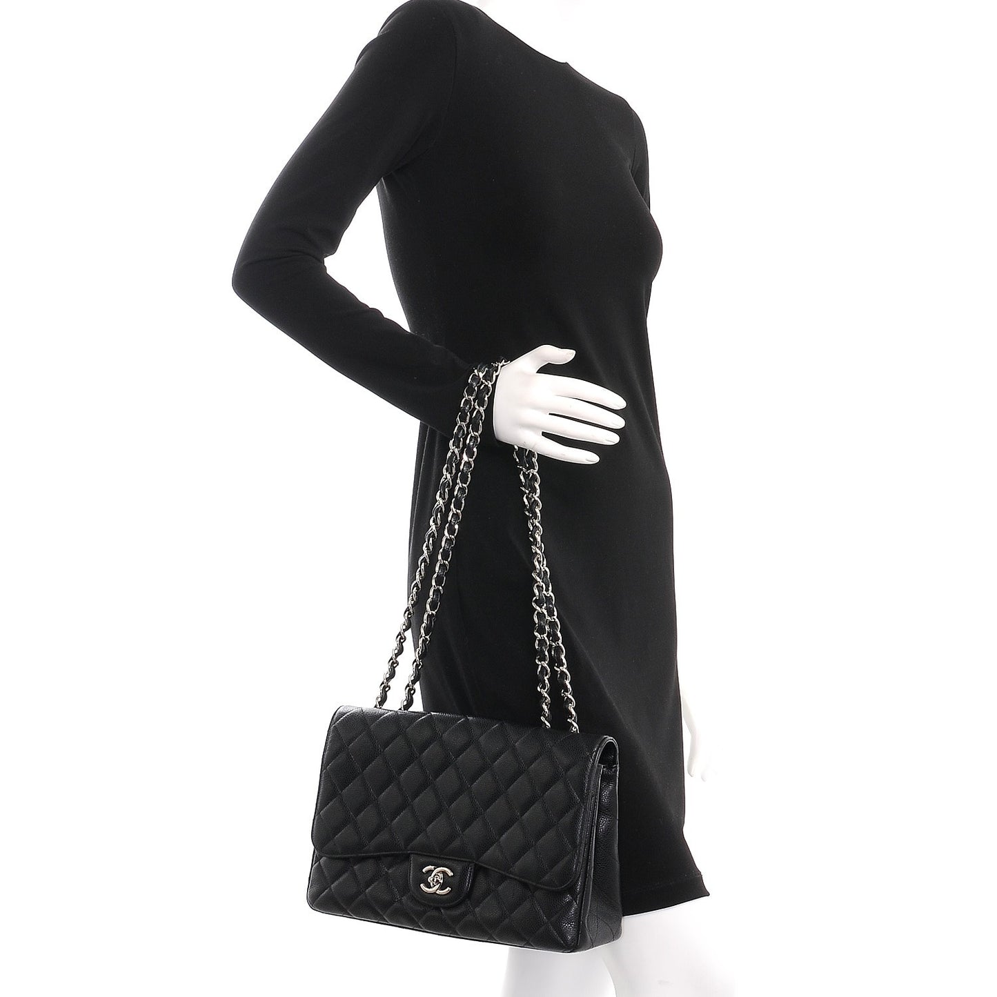 Caviar Quilted Jumbo Single Flap Black