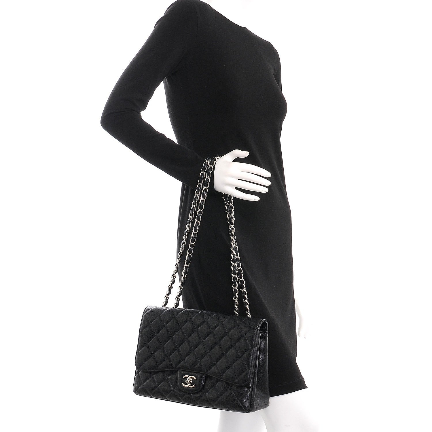 Chanel Caviar Quilted Jumbo Single Flap Black 3 of 8