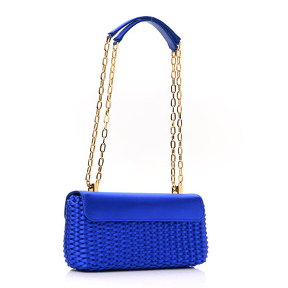Tom Ford Woven Satin Medium 001 Chain Bag Electric Blue 3 of 10