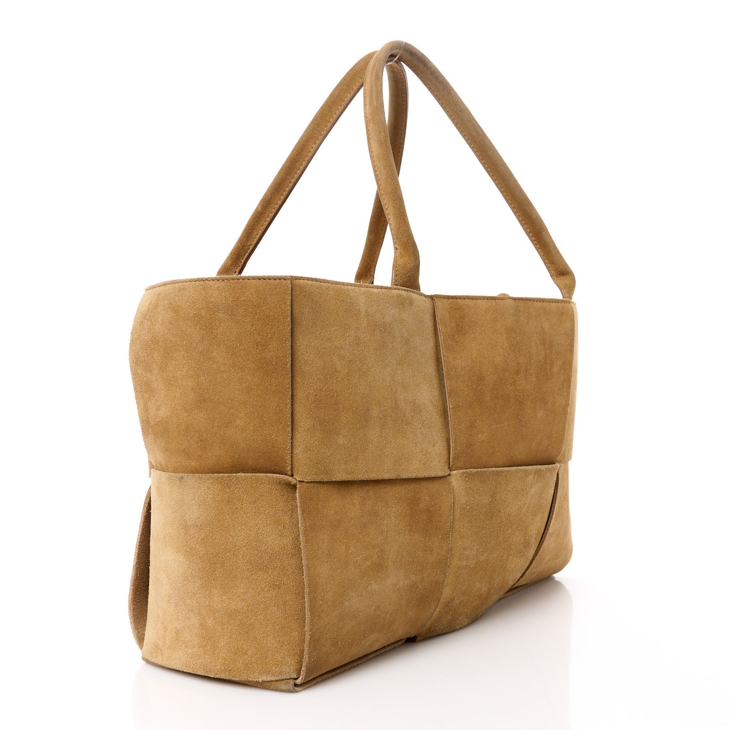 Suede Maxi Intrecciato Small Arco Tote Brown