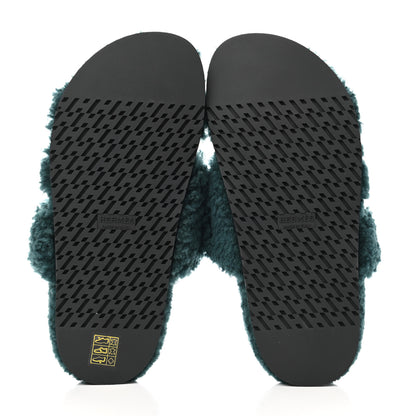 Hermes Woolskin Womens Chypre Sandals 37 Vert Anglais 6 of 8