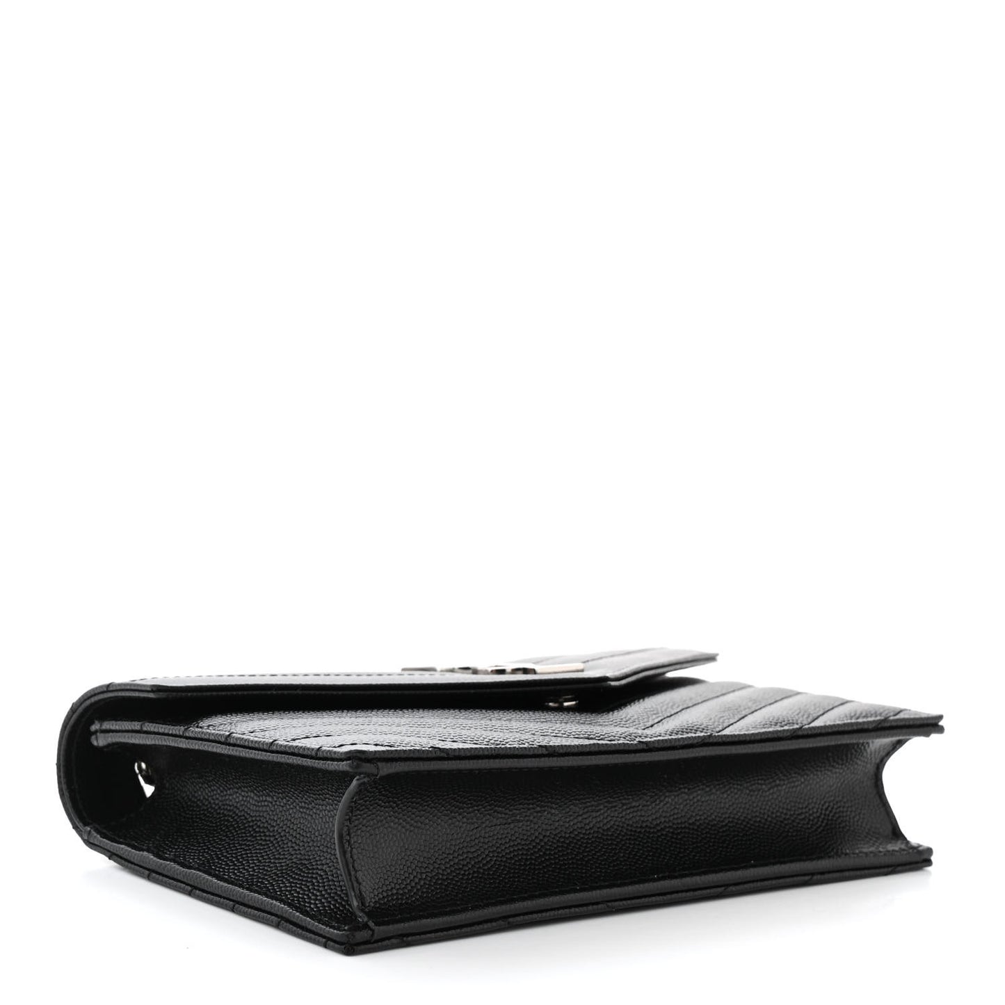 Grain De Poudre Matelasse Chevron Monogram Envelope Chain Wallet Black