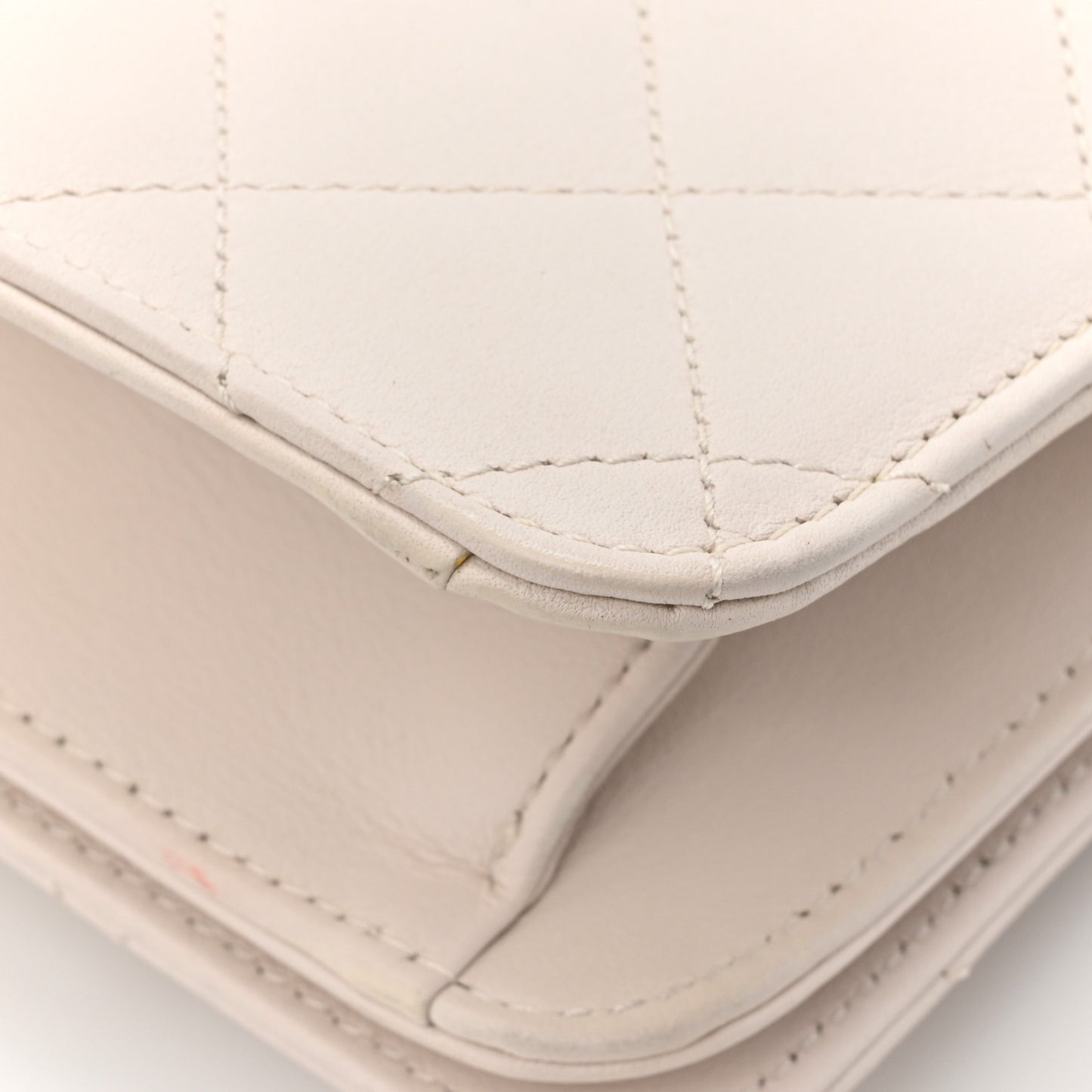 Calfskin Quilted Mini Bijoux Flap White