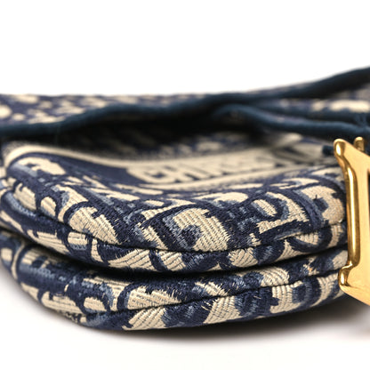 Christian Dior Oblique Embroidered Saddle Bag Blue 9 of 11