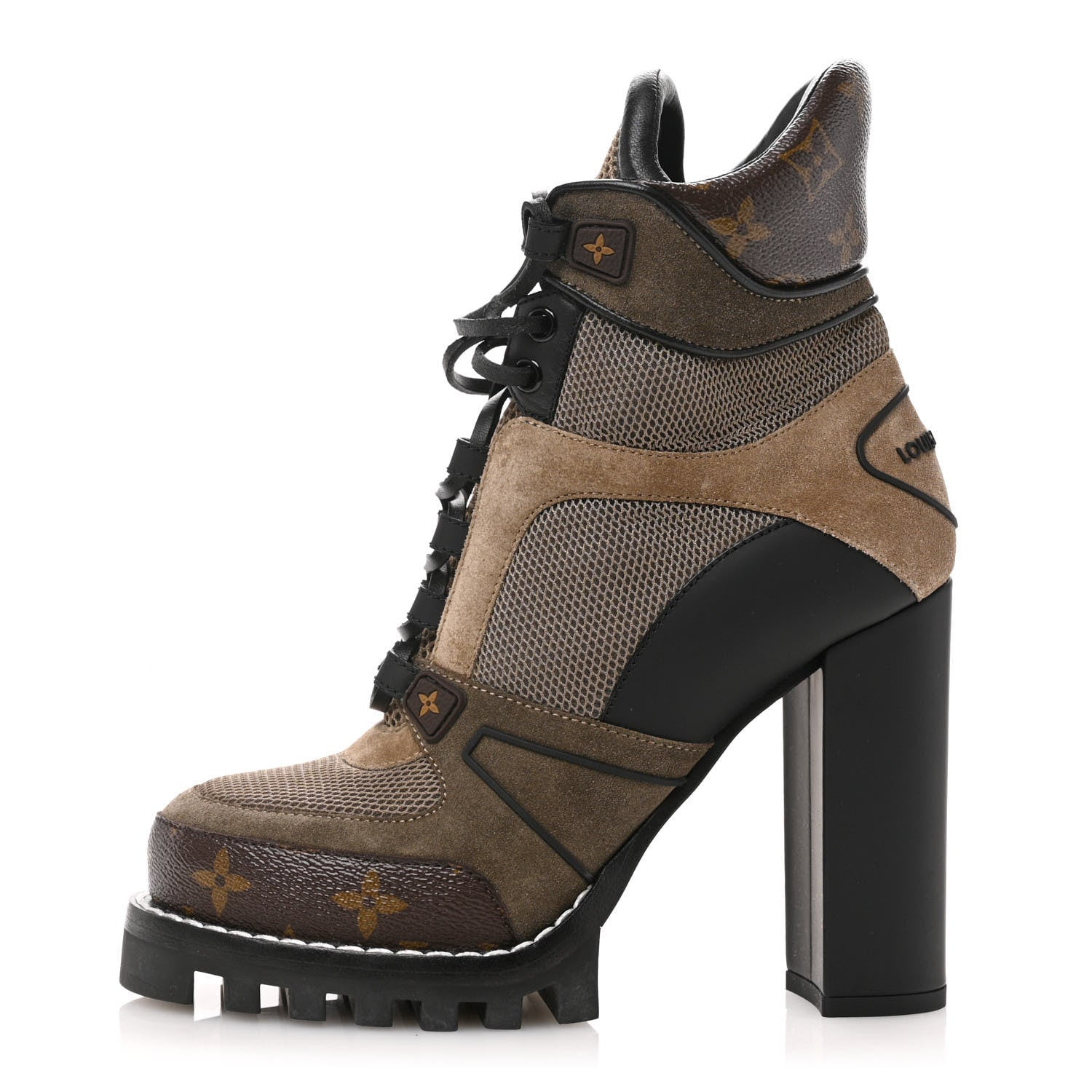 Louis Vuitton Suede Calfskin Monogram Star Trail Ankle Boots 37.5 Khaki 1 of 9