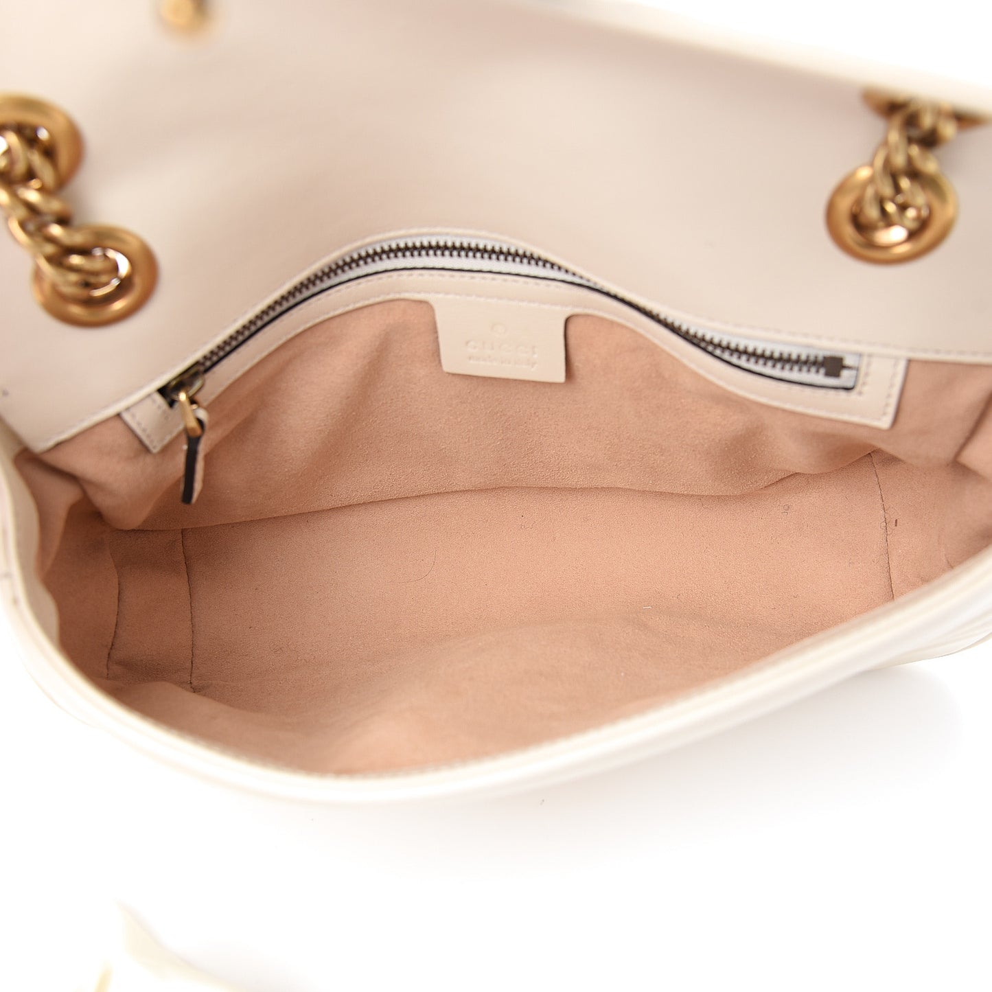 Calfskin Matelasse Small GG Marmont Shoulder Bag White