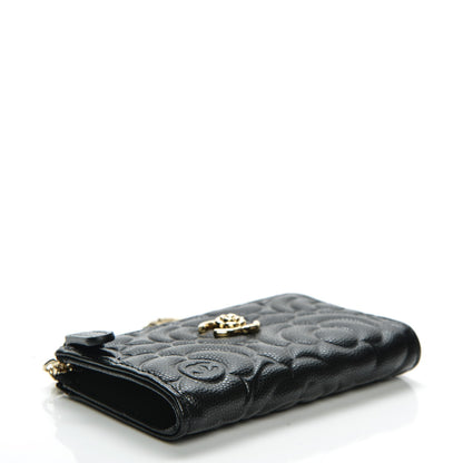Chanel Caviar Camellia Embossed Key Holder Case Black 4 of 7