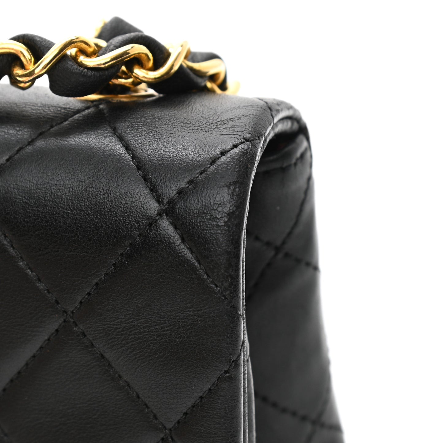 Lambskin Quilted Small Single Flap Bag Black