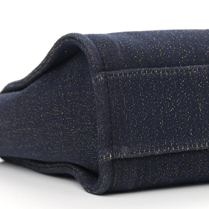 Chanel Lurex Canvas Small Deauville Tote Navy Blue Gold 9 of 12