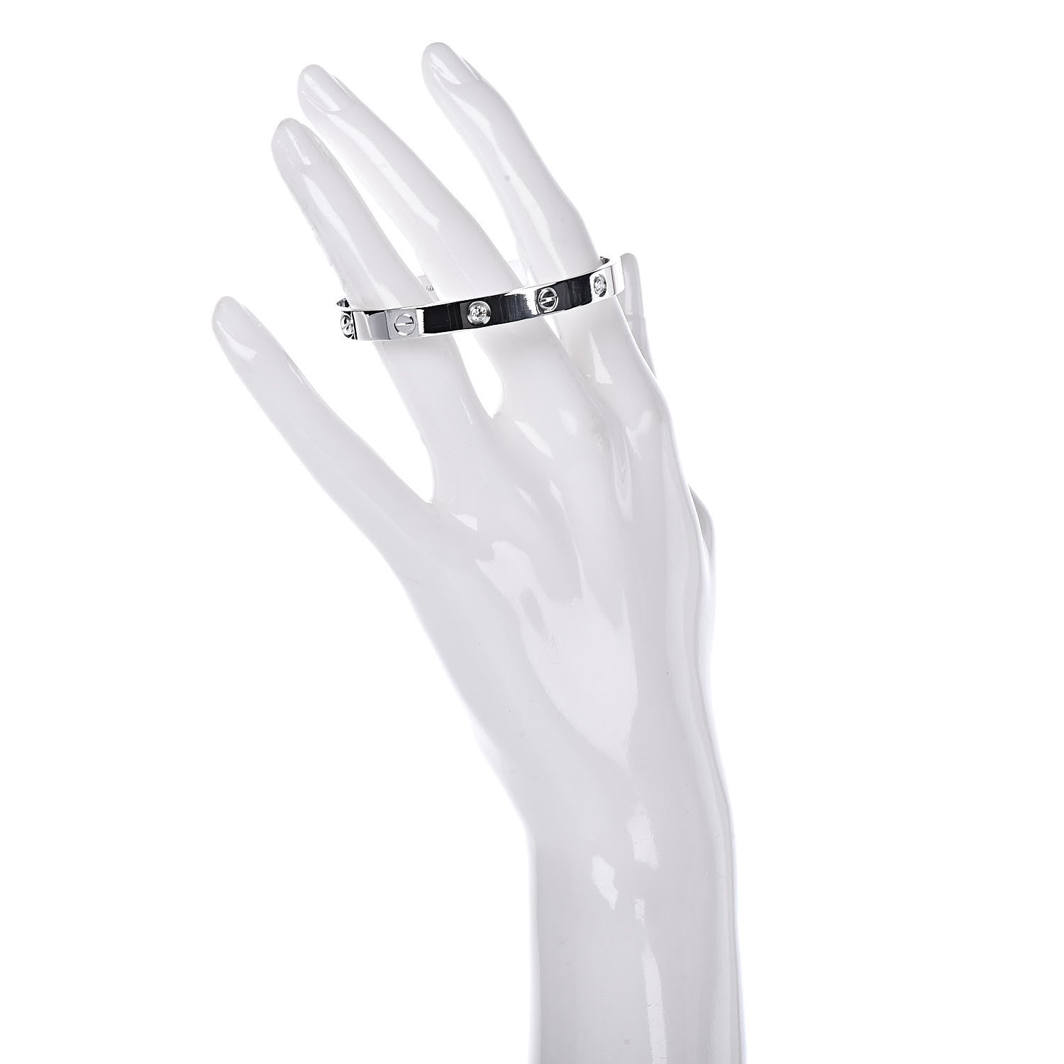 Cartier 18K White Gold 4 Diamond LOVE Bracelet 17 2 of 7