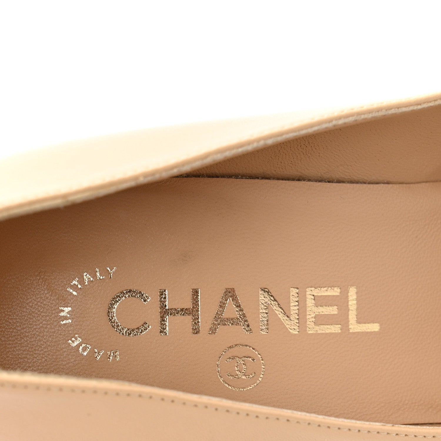 Chanel Lambskin Cap Toe Metal Heel Pumps 37.5 Beige Black 8 of 12