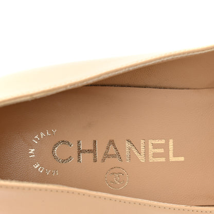 Chanel Lambskin Cap Toe Metal Heel Pumps 37.5 Beige Black 8 of 12
