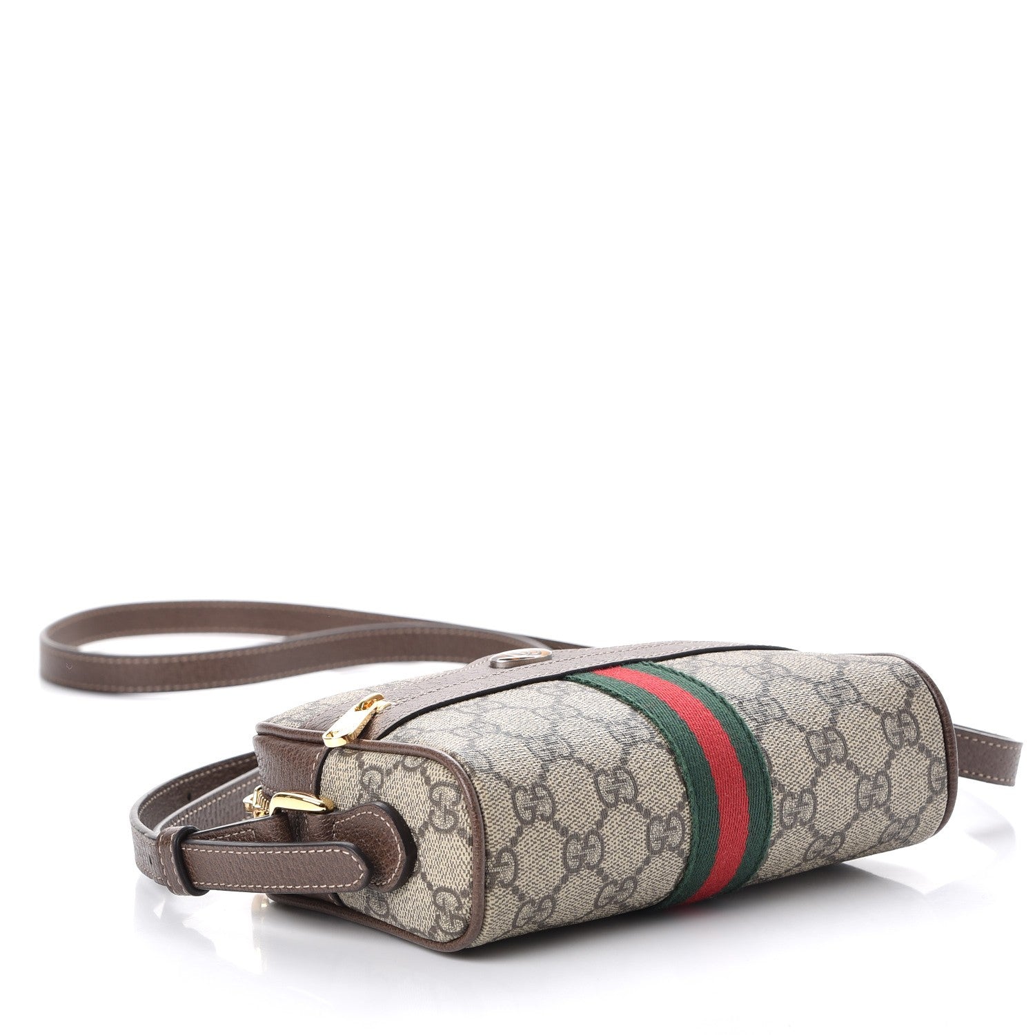 Gucci GG Supreme Monogram Web Mini Ophidia Shoulder Bag Brown 4 of 8