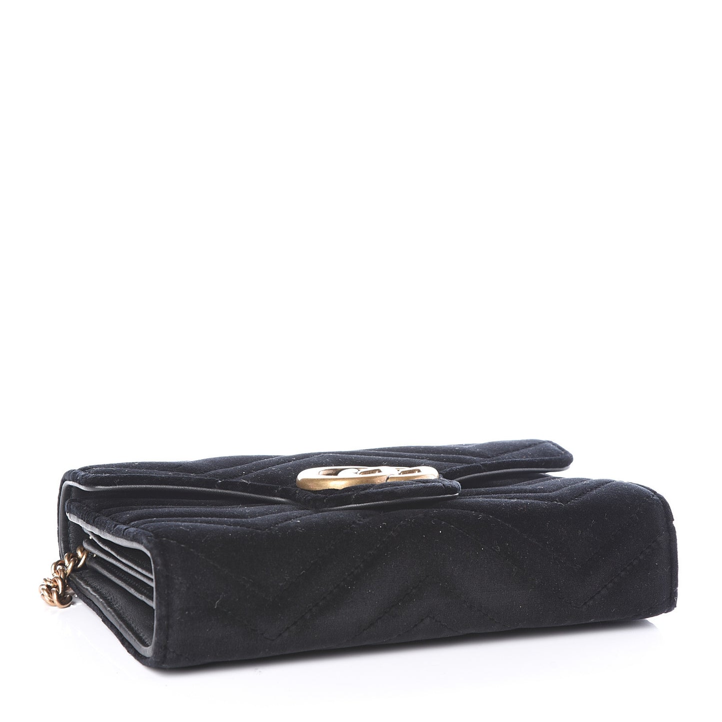 Velvet Matelasse GG Marmont Chain Wallet Black
