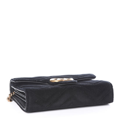 Gucci Velvet Matelasse GG Marmont Chain Wallet Black 3 of 9