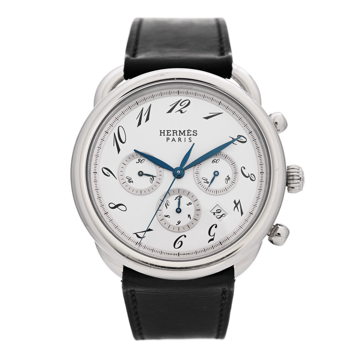 Hermes Stainless Steel Barenia 43mm Arceau Chronograph Automatic Watch Noir 2 of 7
