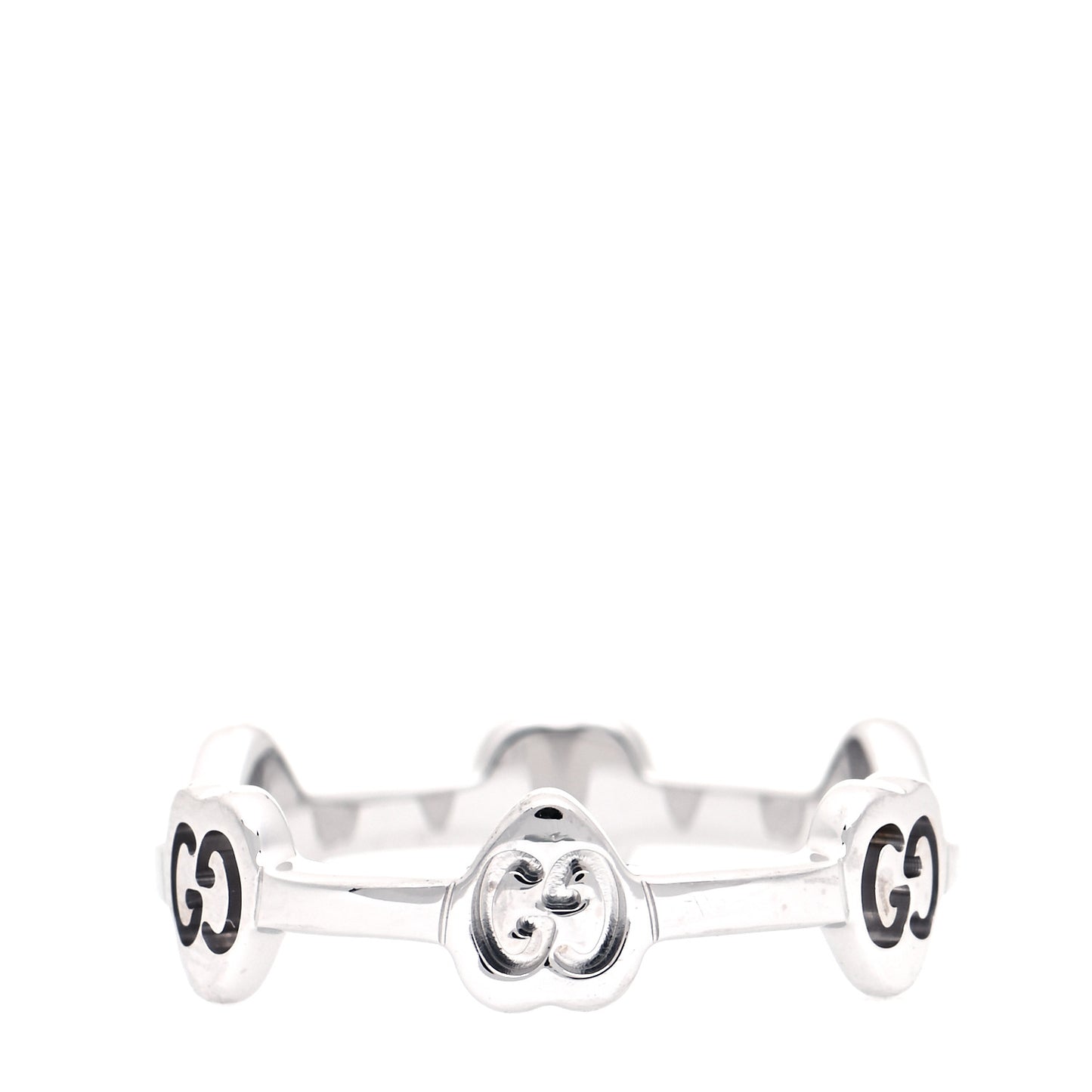 18K White Gold GG Love Heart Ring 50 5.5