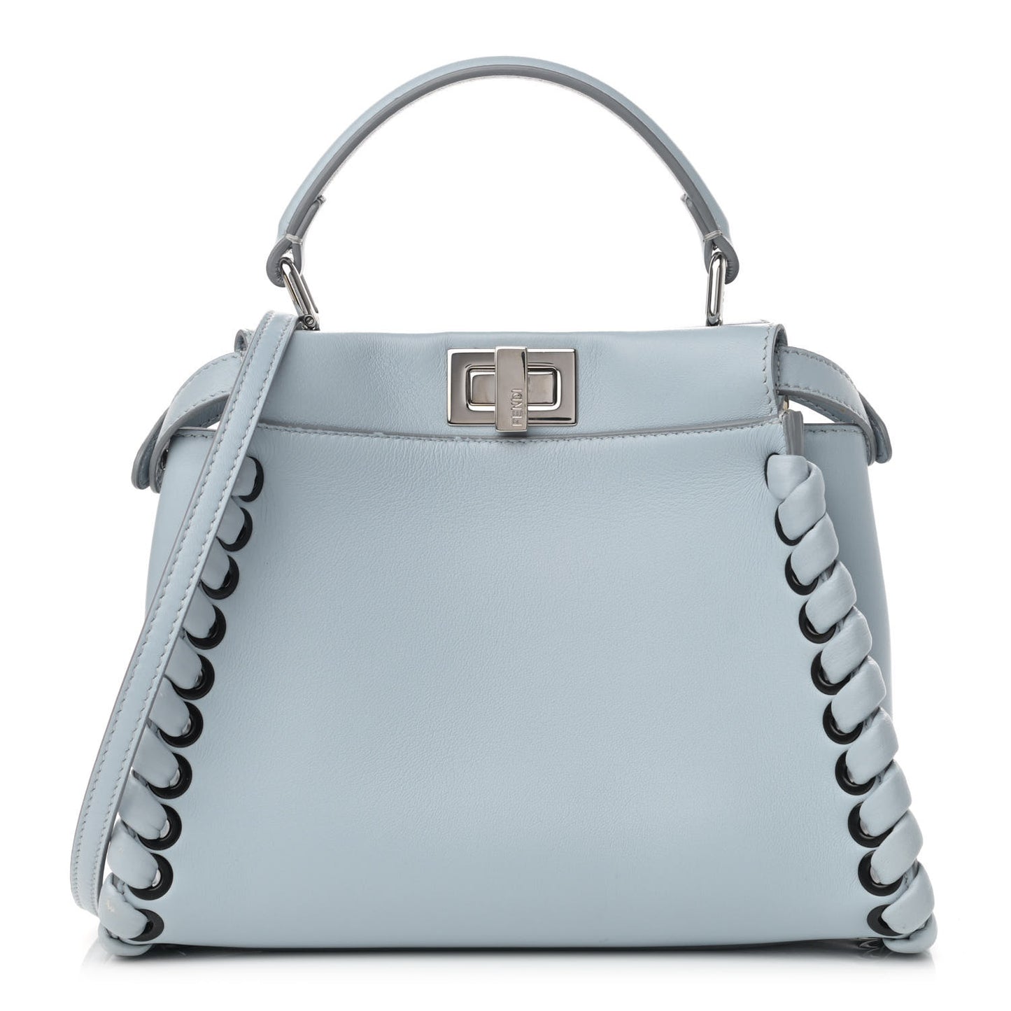 Nappa Lace Up Mini Peekaboo Iconic Satchel Azzurro Polvere