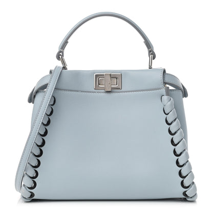 Fendi Nappa Lace Up Mini Peekaboo Iconic Satchel Azzurro Polvere 1 of 15