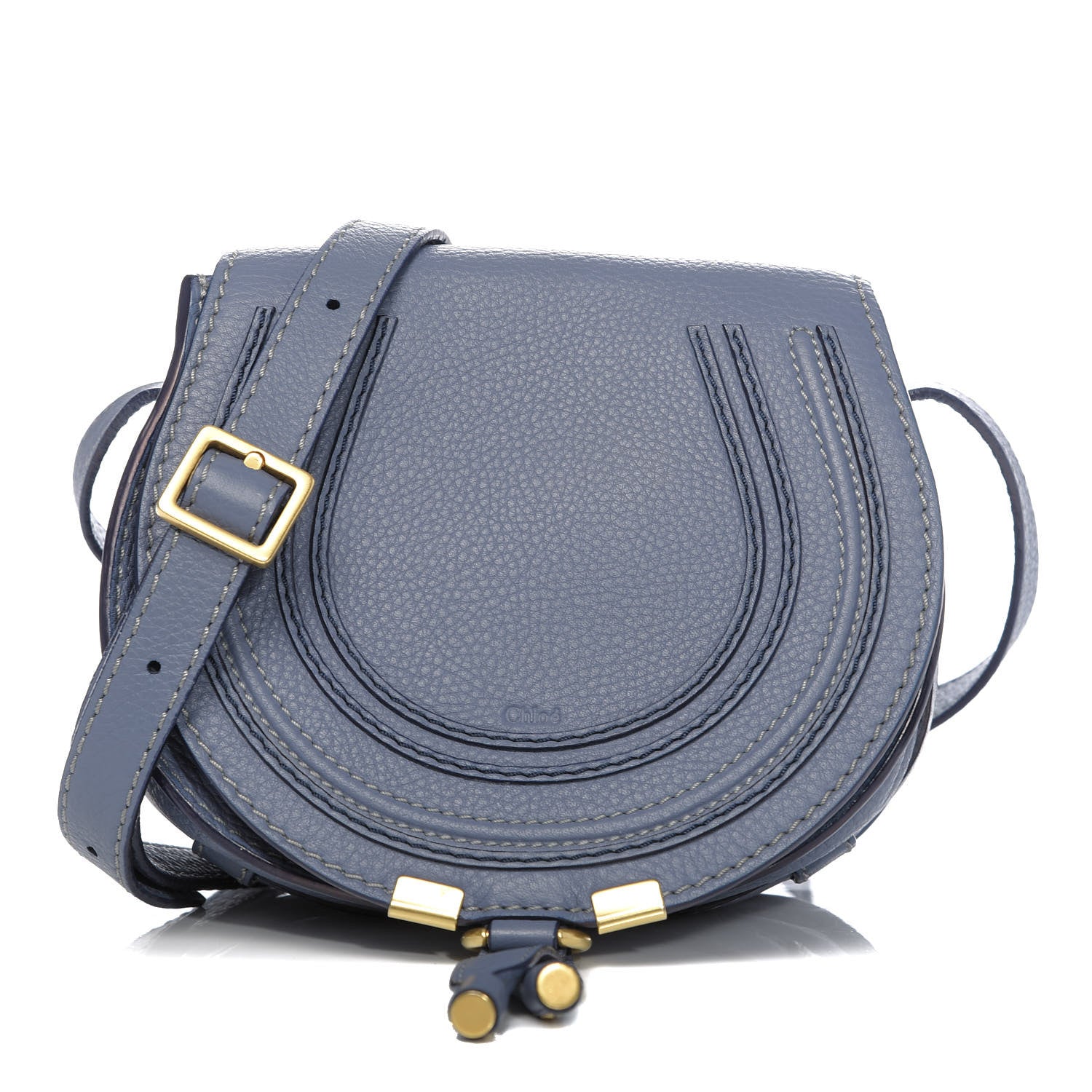 Chloe Calfskin Mini Marcie Round Crossbody Bag Street Blue 1 of 12