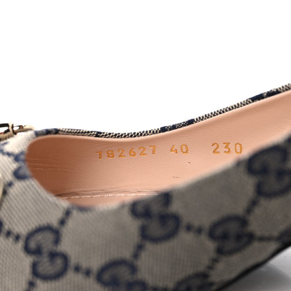 Gucci Monogram Horsebit 35mm Slingback Pumps 40 Beige Blue 7 of 10