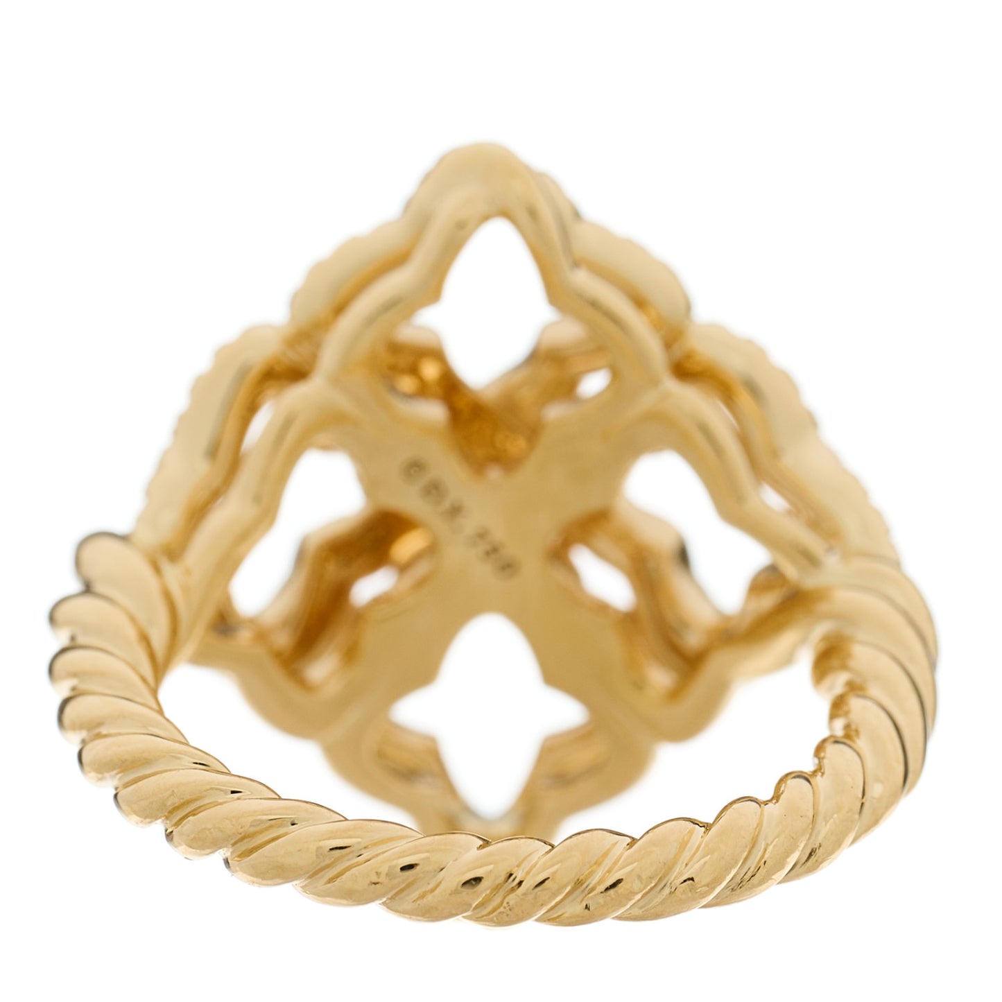 18K Yellow Gold Diamond 20mm Quatrefoil Cable Ring 52 6