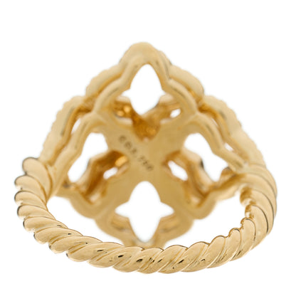 David Yurman 18K Yellow Gold Diamond 20mm Quatrefoil Cable Ring 52 6 4 of 5