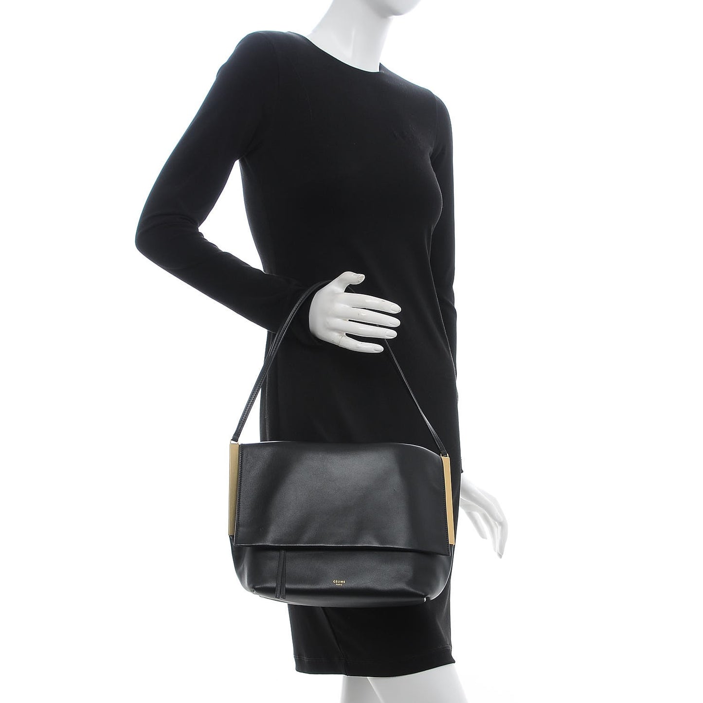 Smooth Calfskin Flap Clasp Bag Black
