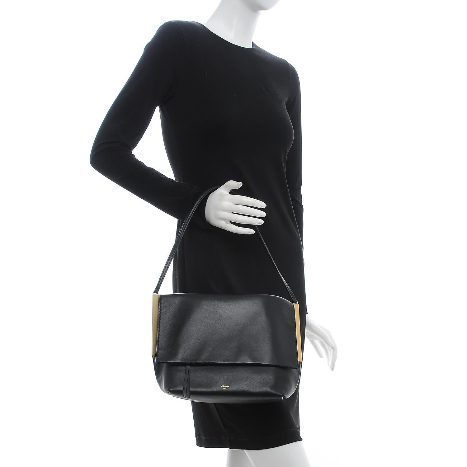 Celine Smooth Calfskin Flap Clasp Bag Black 2 of 6