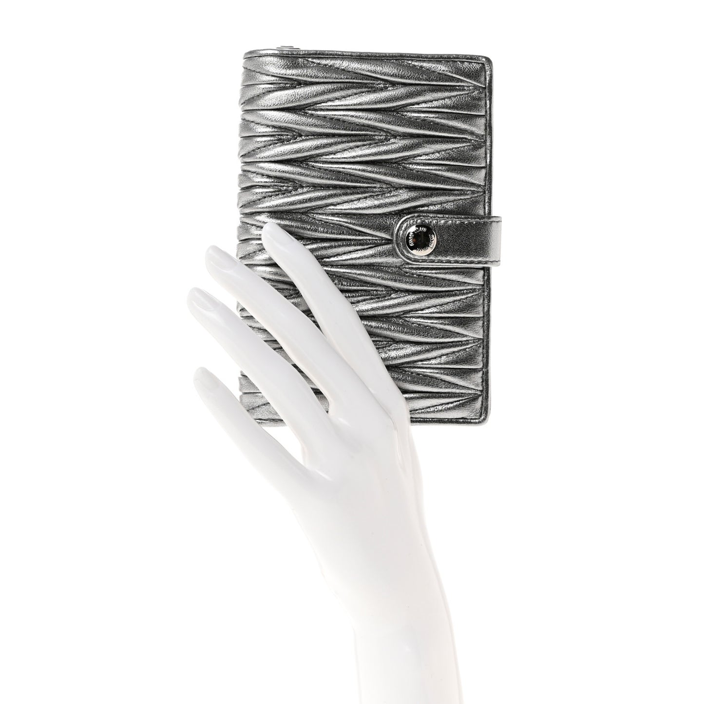 Metallic Nappa Matelasse Chain Card Holder Cromo