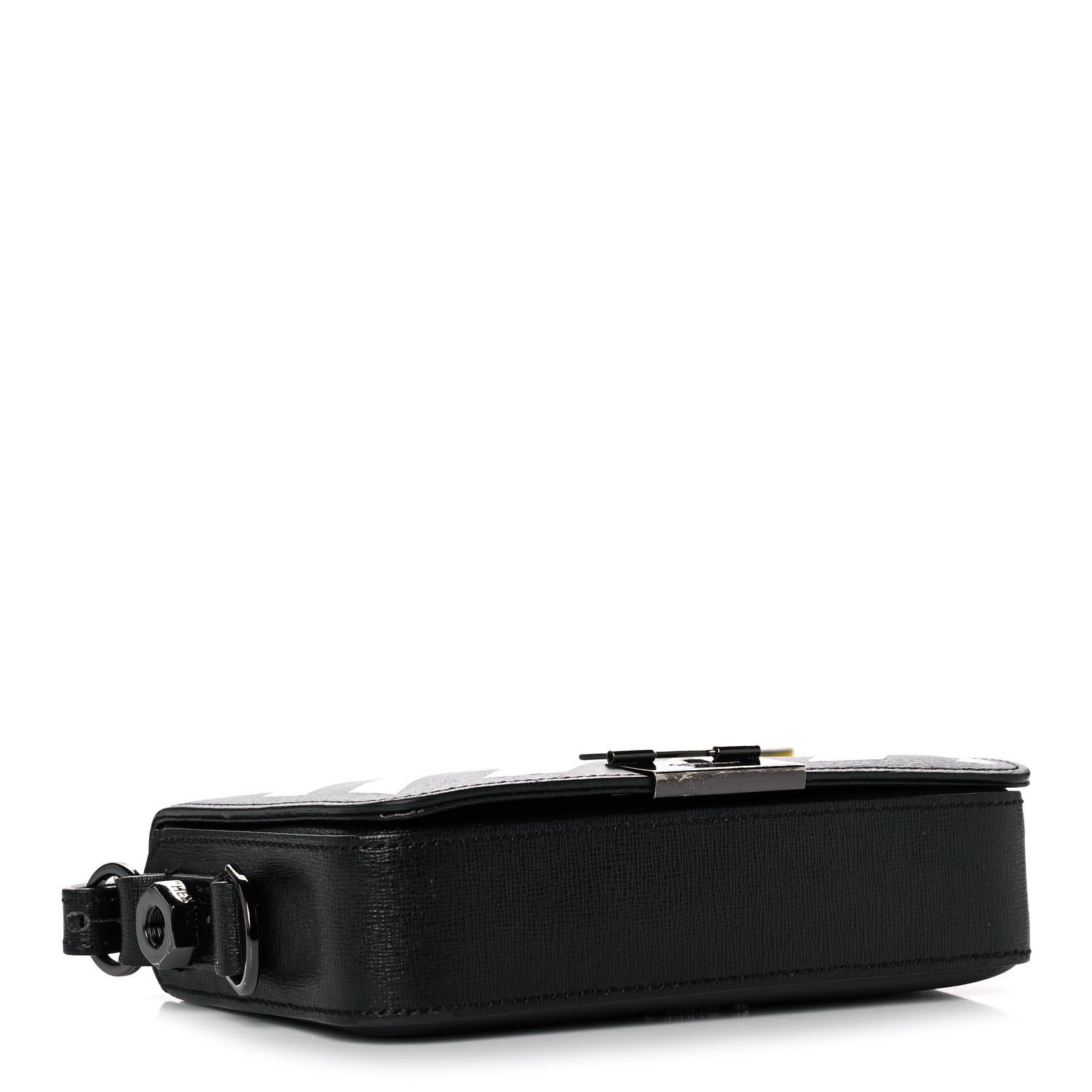 Off-White Saffiano Striped Mini Diag Binder Clip Bag Black White Yellow 4 of 13