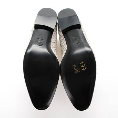 Chanel Tweed Patent Cap Toe Charm Loafers 39.5 Ecru Black Gold 6 of 11