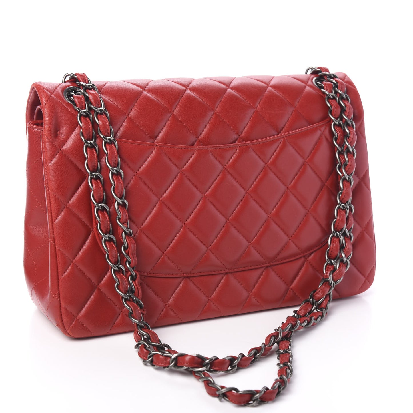 Lambskin Quilted Jumbo Double Flap Red