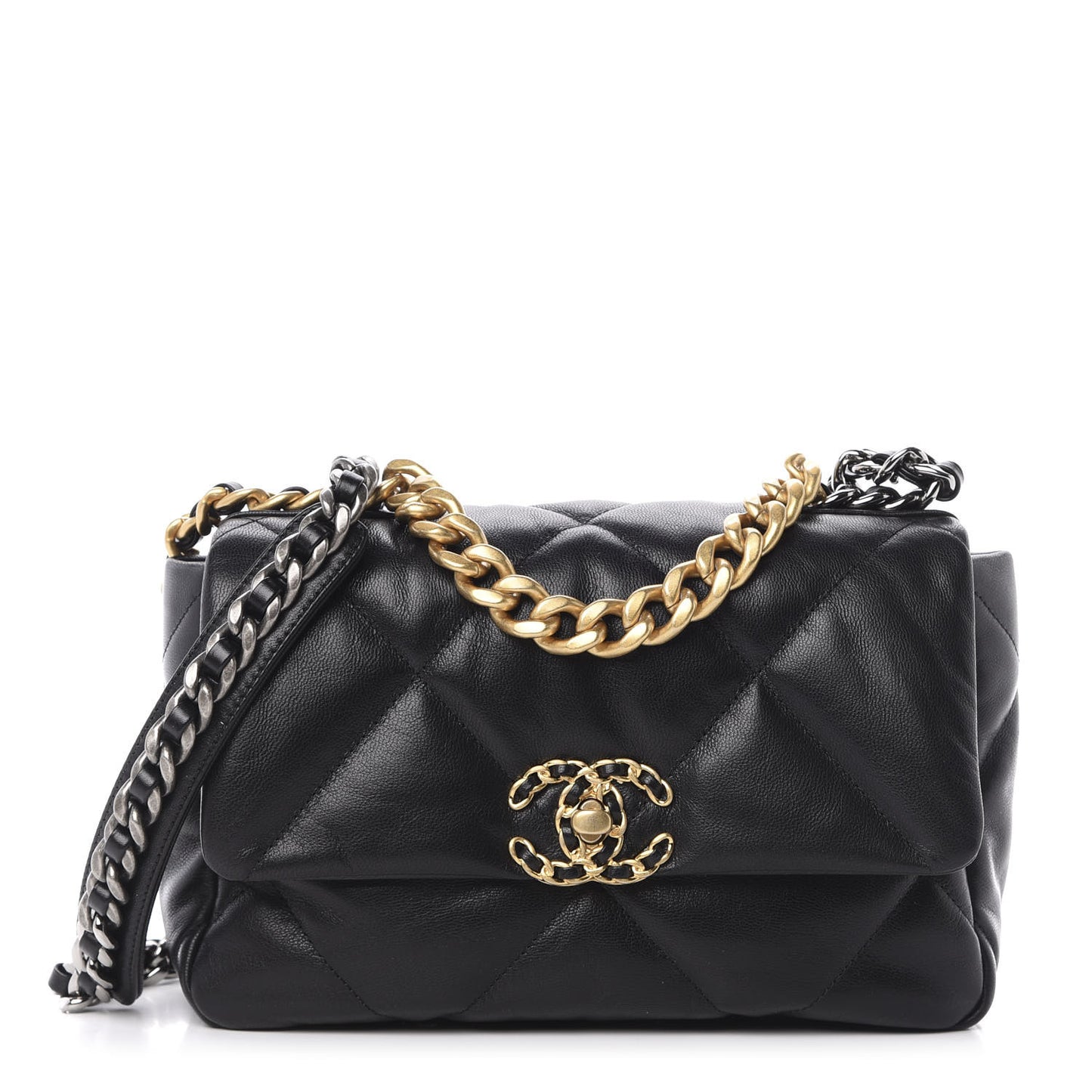 Goatskin Quilted Medium 19 Flap Black