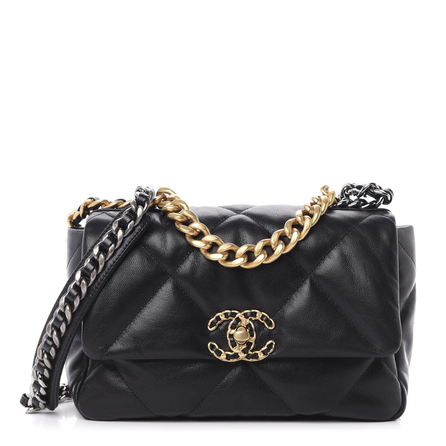 Chanel Goatskin Quilted Medium 19 Flap Black 1 of 10